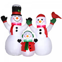 Outsunny Famille De Bonhomme De Neige Gonflable De 8ft Avec Oiseau