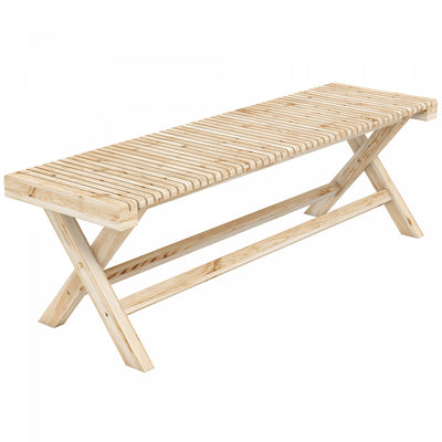 Outsunny 55.1" Garden Bench 2-Seater Outdoor Bench, Natural Wood Finish