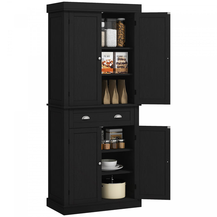 HOMCOM Armoire de rangement pour garde-manger de cuisine avec tiroir, noir