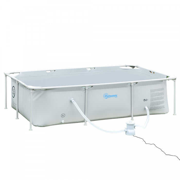 Outsunny 8,3' X 5' X 26\" Ensemble De Piscine Hors Sol Avec Cadre, Gris