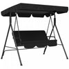 Outsunny Balancoire De Patio 3 Places Avec Auvent Reglable, Noir