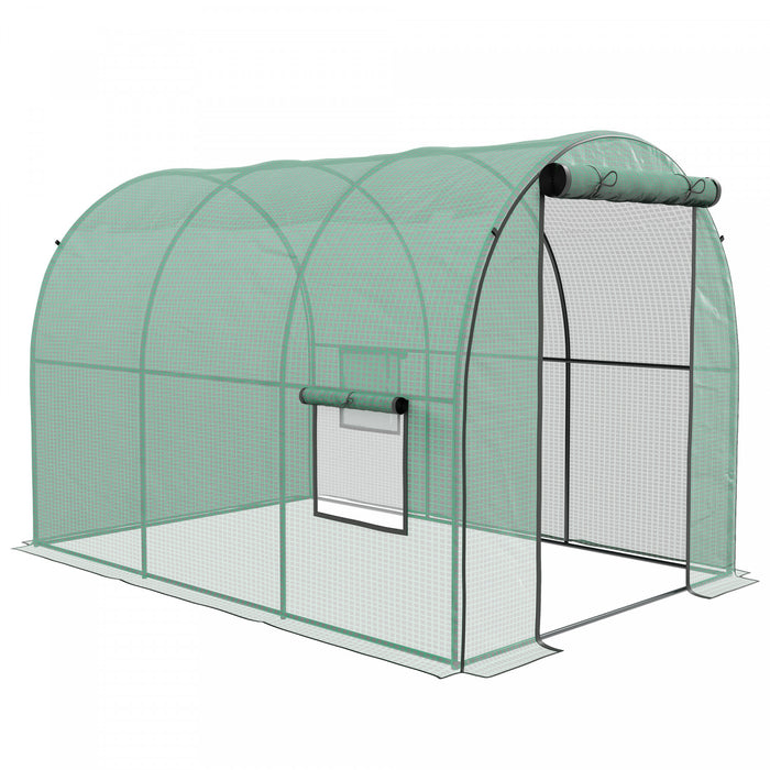 Outsunny Serre Tunnel Avec Porte Enroulable Et Fenetres, 6.6' X10' X6.6'.