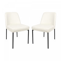 Chaise laterale contemporaine Loft en cuir vegetalien et metal ivoire - Lot de 2