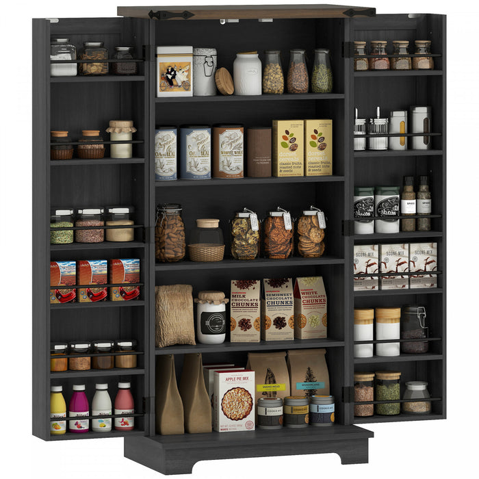 HOMCOM Armoire de cuisine avec etageres reglables, noir