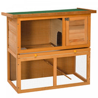 Pawhut Clapier En Bois Pour Petits Animaux Cage A 2 Niveaux Avec Cour Arriere