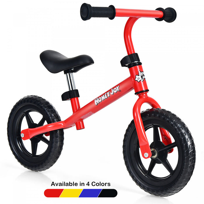 Honeyjoy Enfants Equilibre Velo Pas Pedale Velo D'entrainement W / Guidon Reglable Et Siege Rouge
