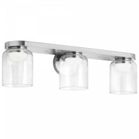 Lumière de coiffeuse Nadine de Dainolite en verre transparent, avec fini chromé poli et ampoule à DEL de 30 W