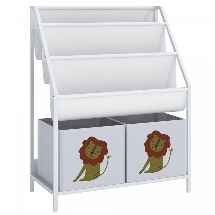 Qaba Bibliotheque Enfant 3 Niveaux avec Tiroirs Non-tisse
