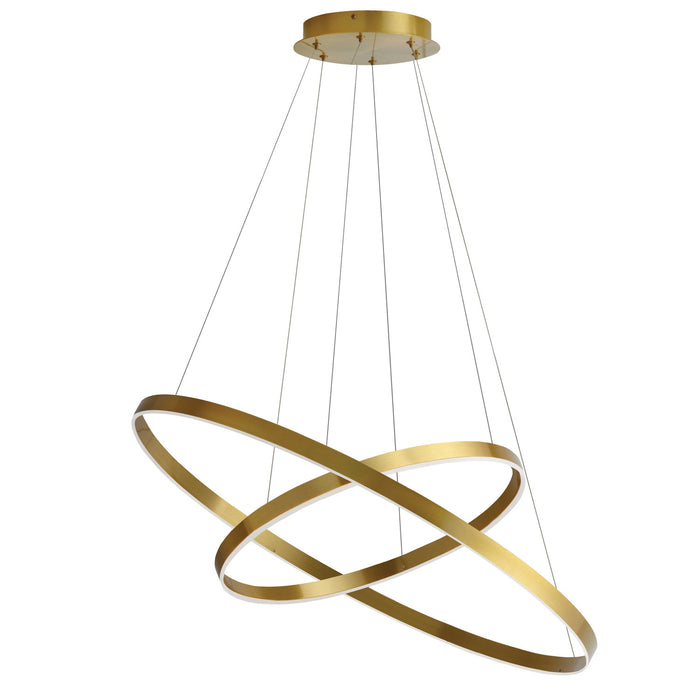 Lustre Circulo de Dainolite en acrylique blanc qui diffuse la lumière, avec fini laiton vieilli et ampoule de 97 W