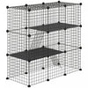 Pawhut Cage Pour Lapins Et Petits Animaux Pour Chinchillas, Parc Pour Animaux Avec Portes Et Rampes Parc Portable En Fil Metallique Pour Chats, Lapins, 41\" X 18\" X 41\", 31 Panneaux