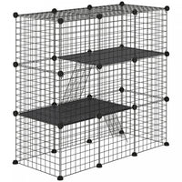 Pawhut Cage Pour Lapins Et Petits Animaux Pour Chinchillas, Parc Pour Animaux Avec Portes Et Rampes