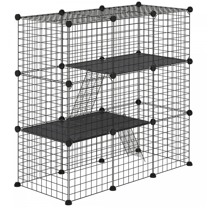 Pawhut Cage Pour Lapins Et Petits Animaux Pour Chinchillas, Parc Pour Animaux Avec Portes Et Rampes Parc Portable En Fil Metallique Pour Chats, Lapins, 41\" X 18\" X 41\", 31 Panneaux