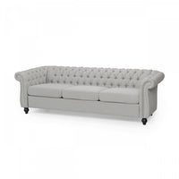 Sofa 3 Places Colin En Tissu Avec Dossier Capitonné Et Garniture De Clous - Gris