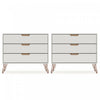 Commode Rockefeller Mid-Century Modern 89 cm en blanc casse (3 tiroirs) – Lot de 2