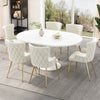 Chaises de salle a manger Luna en velours avec revetement capitonne et pieds metalliques dores, lot de 6, beige