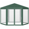 Tonnelle Barnum Tente De Reception Hexagonale 10 MĠ Style Cosy Metal Polyester Impermeabilise Surface Env. 10 MĠ Vert Blanc