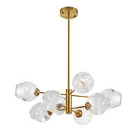 Lustre Abii de Dainolite en verre transparent, avec fini bronze rétro et 8 ampoules