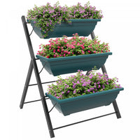 Outsunny Lit De Jardin Sureleve Vertical De 3 Niveaux Avec 3 Boites De Jardiniere, Support De Plante