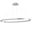 Lustre horizontal Circulo de Dainolite en silicone blanc qui diffuse la lumière, avec fini argenté et ampoule de 63 W