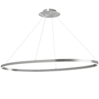 Lustre horizontal Circulo de Dainolite en silicone blanc qui diffuse la lumière, avec fini argenté et ampoule de 63 W