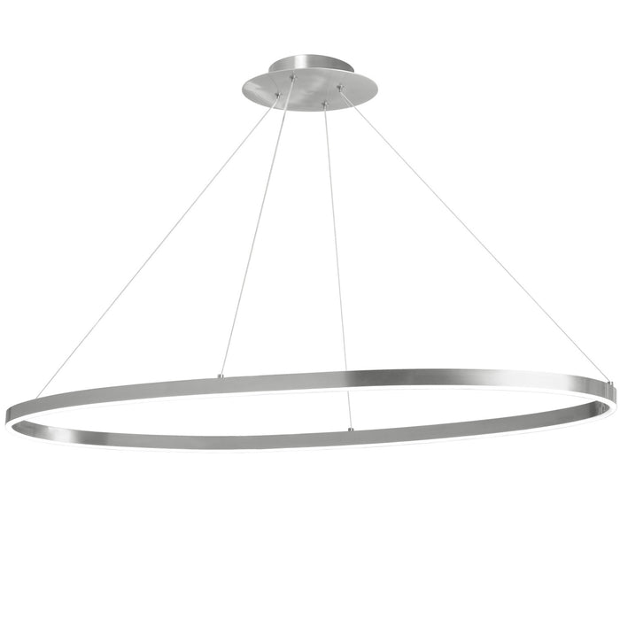 Lustre horizontal Circulo de Dainolite en silicone blanc qui diffuse la lumière, avec fini argenté et ampoule de 63 W