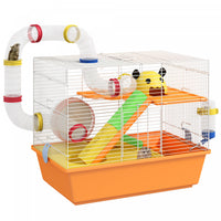 Pawhut Cage A Hamster A 3 Niveaux Pour Petits Animaux, Cage Pour Hamster Nain Et Gerbille Avec Tunne