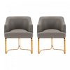 Chaise de salle a manger moderne en bois et cuir vegetalien Raya en taupe - Lot de 2