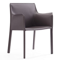 Chaise de salle à manger Paris de Manhattan Comfort en cuir à équipement - grise