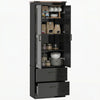HOMCOM Armoire de Cuisine Haute de 67\" avec Etageres Ajustables, Noir