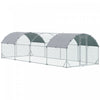 Pawhut Grand Poulailler En Metal Galvanise, Avec Couverture, Pour L'exterieur De L'arriere-cour (9.2' X 24.9' X 6.5').