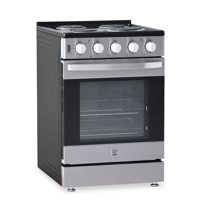 Cuisinière électrique amovible Kenmore de 24 po avec commandes à l’avant et éléments en serpentin - acier inoxydable - KKCTR24-FC-SS 