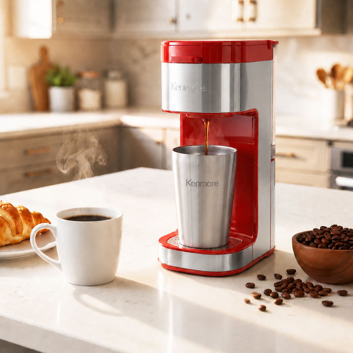 Cafetière Kenmore à portion individuelle avec tasse de voyage - rouge - KKCMKCM-R
