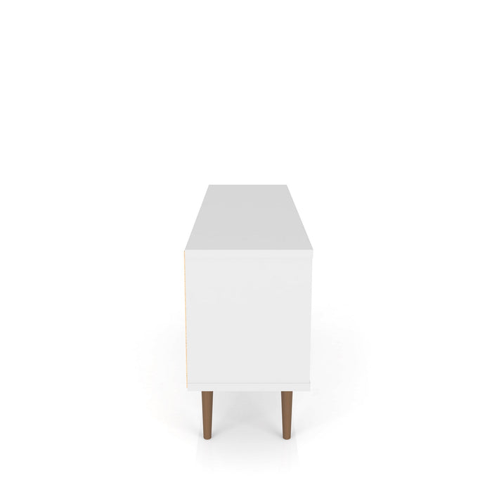 Meuble pour téléviseur Liberty de Manhattan Comfort de 53,14 po de style moderne du milieu du 20e siècle avec 5 tablettes et 1 porte - blanc