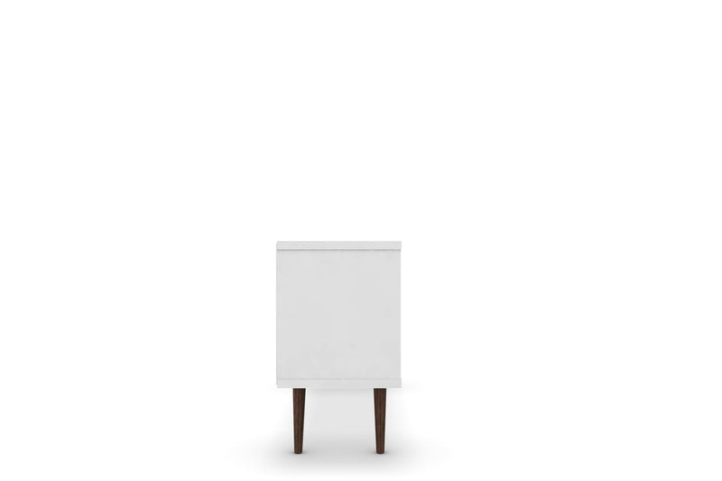 Meuble pour téléviseur Liberty de Manhattan Comfort de 53,14 po de style moderne du milieu du 20e siècle avec 5 tablettes et 1 porte - blanc et brun