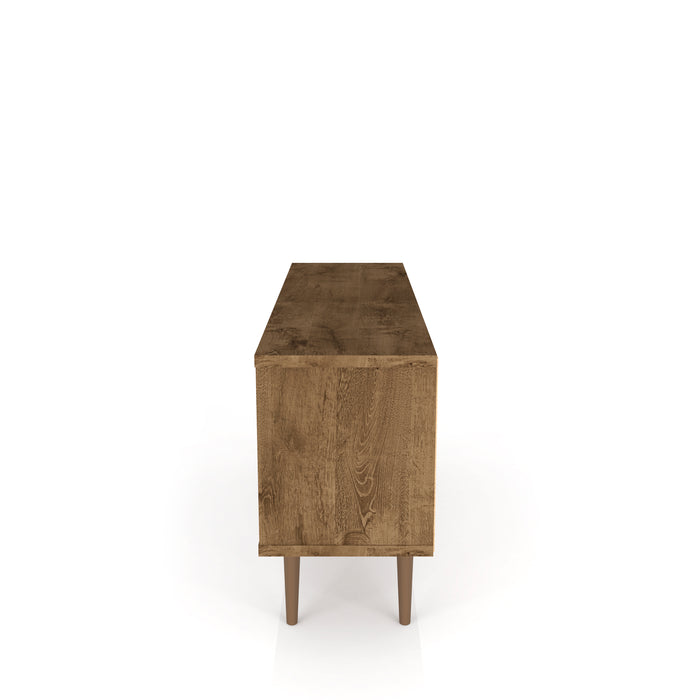 Meuble pour téléviseur Liberty de Manhattan Comfort de 53,14 po de style moderne du milieu du 20e siècle avec 5 tablettes et 1 porte - brun