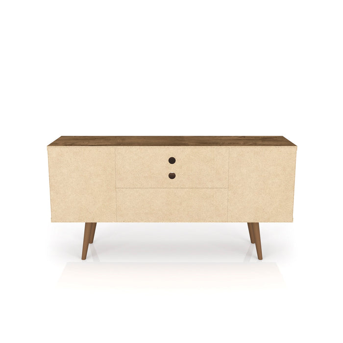 Meuble pour téléviseur Liberty de Manhattan Comfort de 53,14 po de style moderne du milieu du 20e siècle avec 5 tablettes et 1 porte - brun