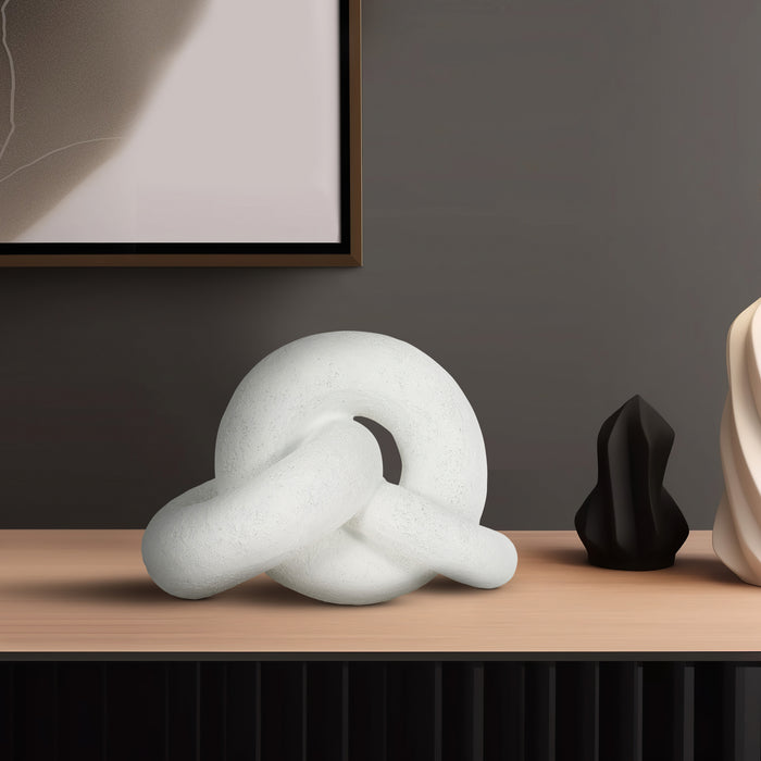 Décoration de nœud de 9 po en résine à fini rugueux - blanche