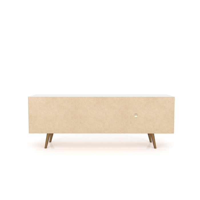 Meuble pour téléviseur Liberty de Manhattan Comfort de 62,99 po de style moderne du milieu du 20e siècle avec 3 tablettes et 2 portes - blanc