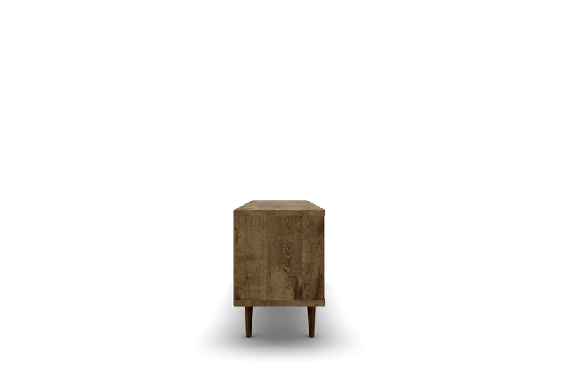 Meuble pour téléviseur Liberty de Manhattan Comfort de 62,99 po de style moderne du milieu du 20e siècle avec 3 tablettes et 2 portes - brun rustique
