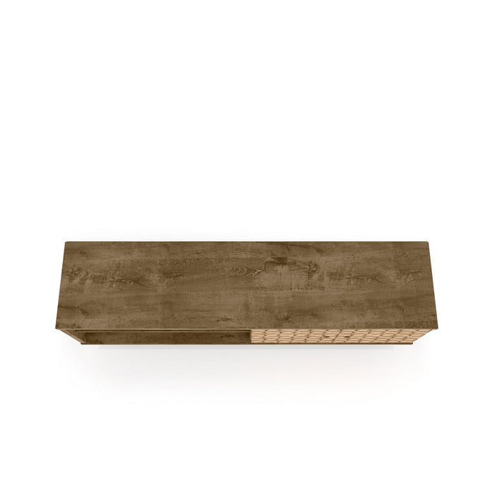 Meuble pour téléviseur Liberty de Manhattan Comfort de 62,99 po de style moderne du milieu du 20e siècle avec 3 tablettes et 2 portes - brun