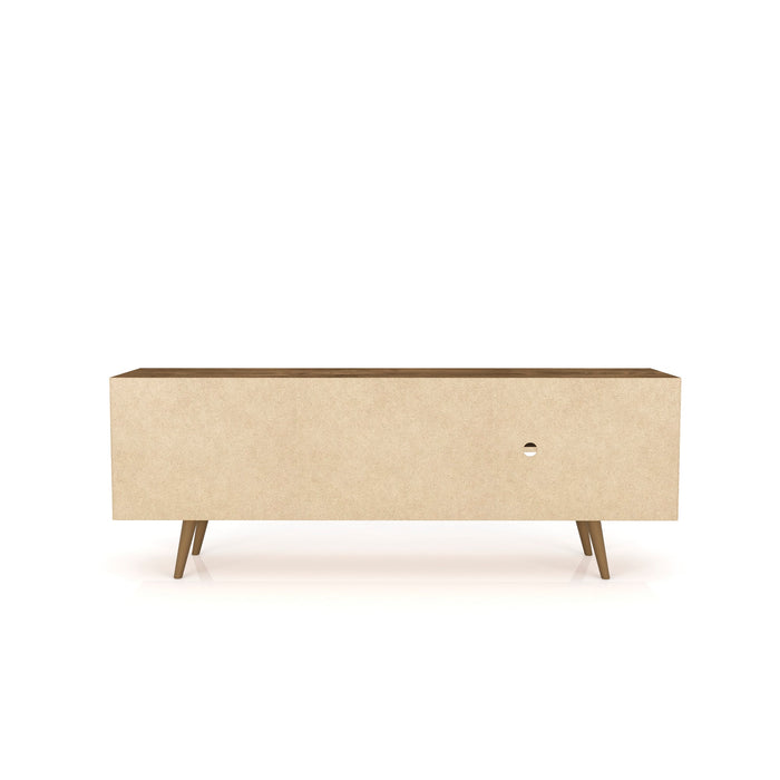 Meuble pour téléviseur Liberty de Manhattan Comfort de 62,99 po de style moderne du milieu du 20e siècle avec 3 tablettes et 2 portes - brun