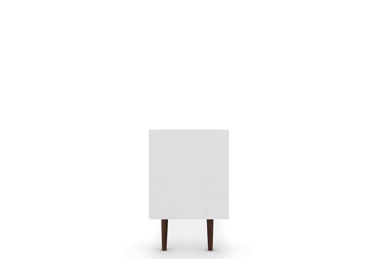 Meuble pour téléviseur Liberty de Manhattan Comfort de 70,86 po de style moderne du milieu du 20e siècle avec 4 espaces tablette et 1 tiroir - blanc et jaune