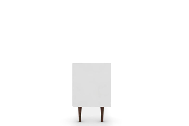 Meuble pour téléviseur Liberty de Manhattan Comfort de 70,86 po de style moderne du milieu du 20e siècle avec 4 espaces tablette et 1 tiroir - blanc et jaune