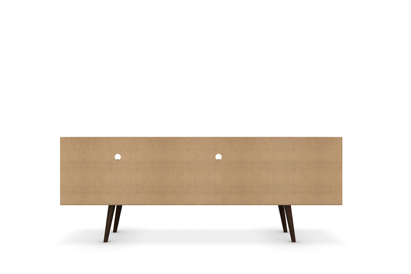 Meuble pour téléviseur Liberty de Manhattan Comfort de 70,86 po de style moderne du milieu du 20e siècle avec 4 espaces tablette et 1 tiroir - blanc et jaune