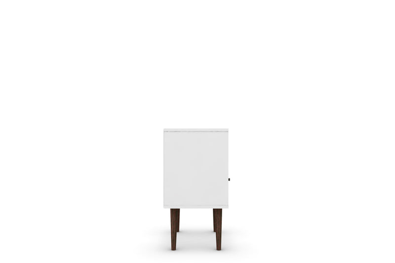 Table de nuit Liberty de Manhattan Comfort de style moderne du milieu du 20e siècle avec compartiment et tiroir - blanche