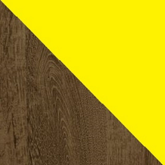 Table de nuit Liberty de Manhattan Comfort de style moderne du milieu du 20e siècle avec compartiment et tiroir - brun rustique et jaune
