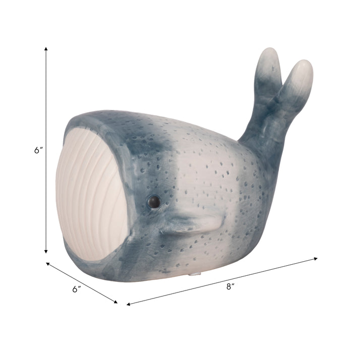 Décoration de baleine bleue de 8 po - bleue et blanche