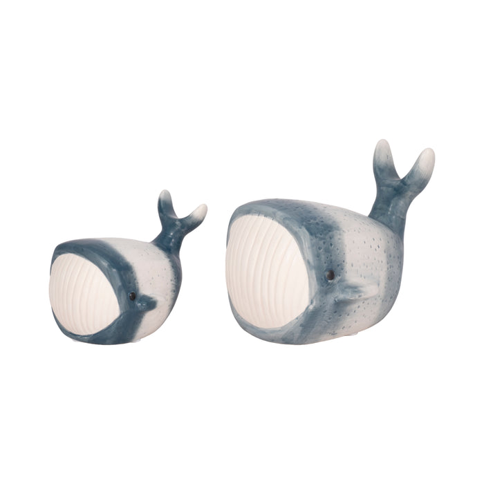 Décoration de baleine bleue de 8 po - bleue et blanche