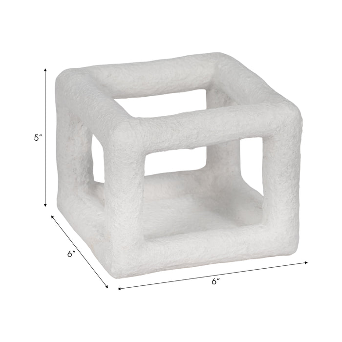 Cube ouvert texturé de 6 po - blanc