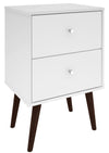 Table de nuit Liberty de Manhattan Comfort de style moderne du milieu du 20e siècle avec 2 tiroirs à extension complète - blanche